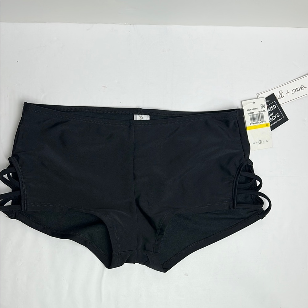 NWT Salt + Cove Black bikini bottom with Criss-Cross Detail